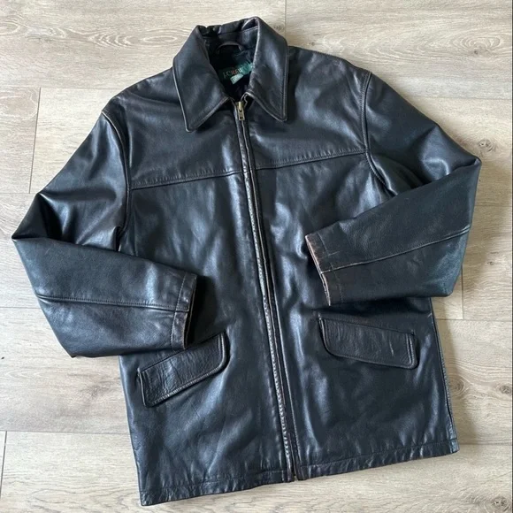 Vintage J. Crew Genuine Thick Leather Jacket Classic Fit - Picture 3 of 12